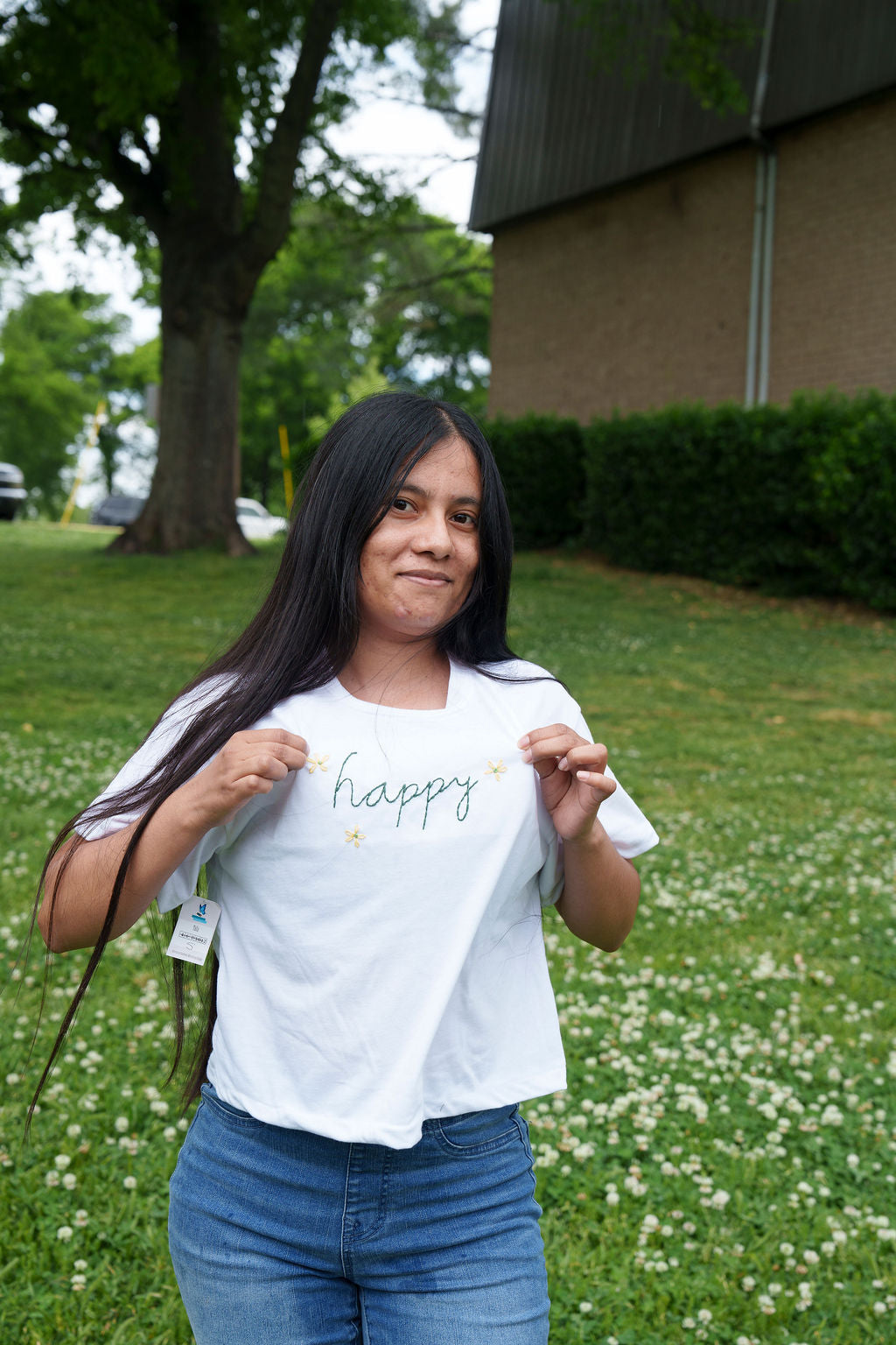 Happy Embroidered Tee
