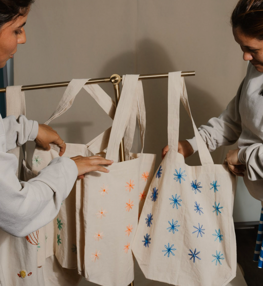 Hand Embroidered Tote Bag