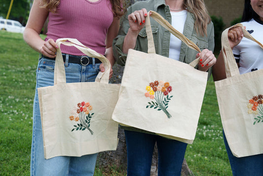 Hand Embroidered Tote Bag